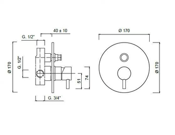 MY FUTURE - 5913 - Recessed chromed brass shower mixer with diverter by Rubinetteria Giulini - view 3